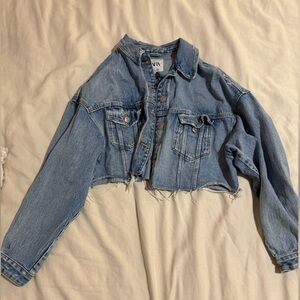 Women's Blue Denim Jacket cropped Zara